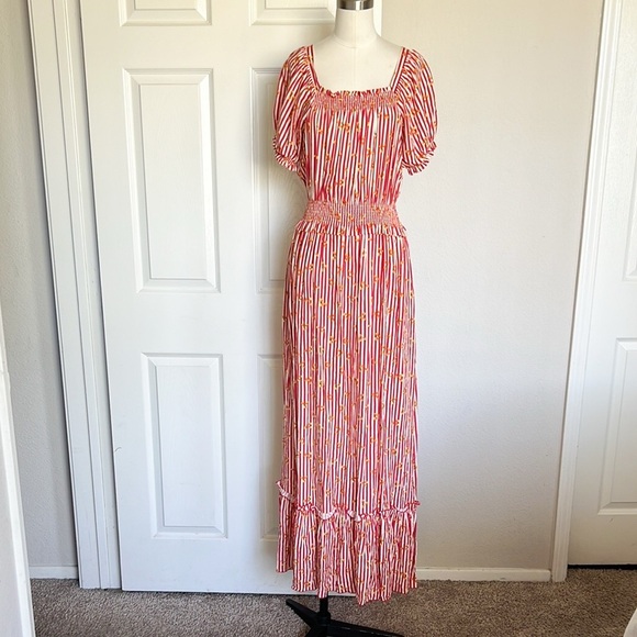LORETTA CAPONI Stefania gathered printed poplin maxi dress - Picture 5 of 11